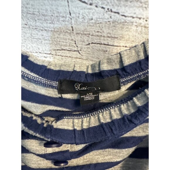 Forever 21 Striped Blue & Gray Romper With Pockets & Button Details Size L - Picture 2 of 3